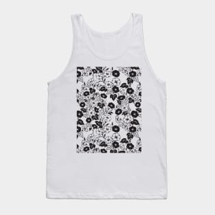 Morning Glory Flower Garden BW Tank Top